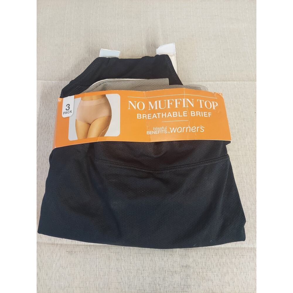 Warners Womens No Muffin Top Breathable Briefs 3 Pack Size 10 XXXL Multicolor